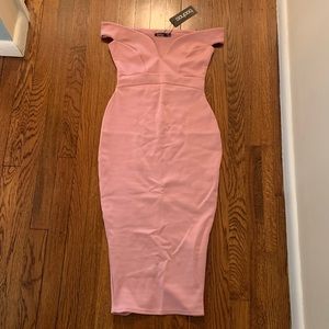 Desert rose off the shoulder midi dress